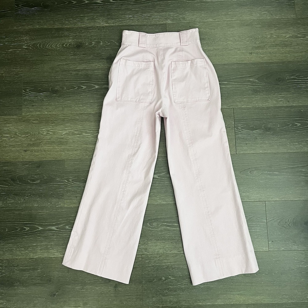 Pearl By‎ Lela Rose Womens High Rise Wide Leg Pants Pink Size 4 Barbiecore Chic